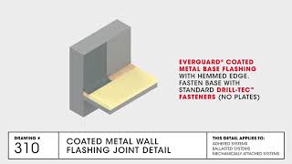 Coated Metal Wall Flashing Joint Detail  TPO Commercial Roofing  GAF Drawing 310 [upl. by Arihsa667]