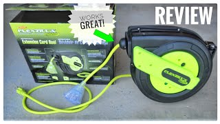 Flexzilla Retractable Extension Cord Reel Review I LOVE IT [upl. by Feliks975]