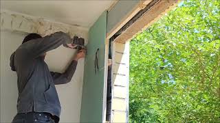 installation of plasterboard on the balcony wall [upl. by Lehteb]