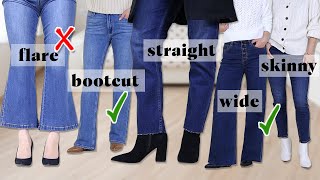 6 Types of Jeans and Boots Pairing straight boot cut skinny wide leg flare slim [upl. by Gentille]