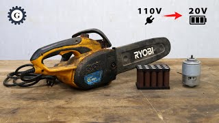 Cord to Cordless Chainsaw Conversion  RYOBI CS2501 [upl. by Notlit]