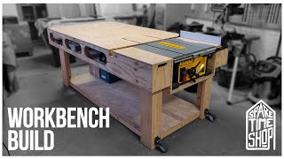 Builing a Work Bench With Integrated Table Saw DeWalt DWE7492 [upl. by Akoyn]