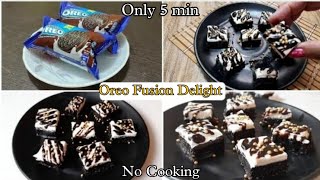 Oreo Fusion Delight Series DAY 2 5 Minutes Fireless Recipe For CompetitionSOFT TASTY OREO CAKE BAR [upl. by Nyrac]