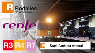 Rodalies de Catalunya  Estación de Sant Andreu Arenal R3R4R7 4K [upl. by Hotze686]