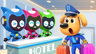 Robot Hotel  Police Chase  Funny Cartoons for Kids  Sheriff Labrador [upl. by Aiouqahs503]