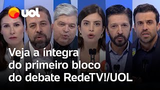 Debate RedeTVUOL Datena fala de cadeirada Marçal e Nunes batem boca e veja íntegra do 1º bloco [upl. by Oneil566]