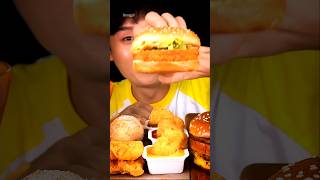 EATING MCDONALDS BURGER 🍔 AND CHICKEN NUGGETS shorts mukbang burger nuggets mcdonalds [upl. by Inajna859]