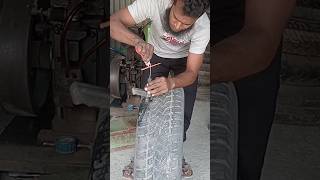 Tubeless tyre puncture repaircar tyre tires tubelessshortsvideo rajutyreripiarig120 [upl. by Leidgam]