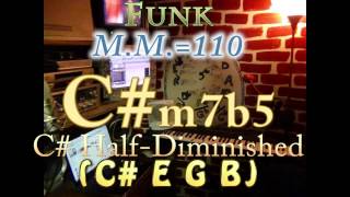 Cm7b5 HalfDiminished C E G B One Chord Backing Track  Funk MM110 [upl. by Dlareg]