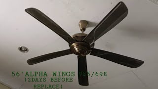 56quot Alpha wings 925 ceiling fan 2 days being replaced with an 54quot Elmark el 921 ceiling fan [upl. by Mail6]