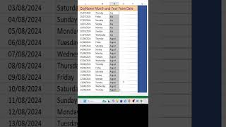 Display day name Month Name and Year for Date Excel Sheet excelformula exceltips exceltutorial [upl. by Knah]