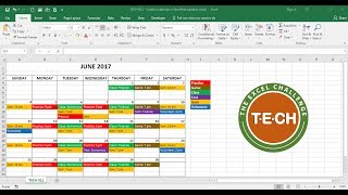 TECH011  Create a calendar in Excel that automatically updates colors by event category [upl. by Ihdin]