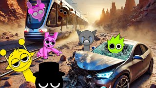 Car accident with a tram on a different planet  Incredibox Sprunki 💥🥺😱😰 [upl. by Aronal]