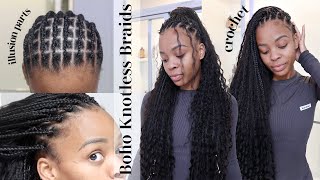 i HATED crochet braids until THIS Boho Knotless Crochet  Illusion Part Method Ft Eayon Hair [upl. by Mallis55]