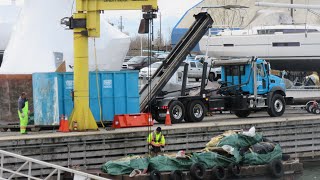 Extremely Rare  Bagster Bag Garbage Pickup From a Barge [upl. by Etteoj372]