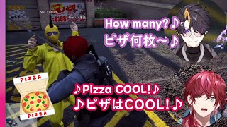 shu and laurens pizza beatboxing dance ♪ 🍕 ENJP Sub  NIJISANJI nijigta ＃にじGTA shuclip [upl. by Agn]