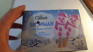 i Lidl Gelatelli Snowman ice cream lollies Мороженое Снеговик Англия UK England 20191211 [upl. by Phillipp663]