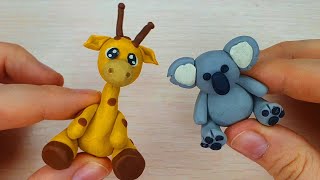 DIY Clay Modelling Animals Giraffe and Koala [upl. by Rorke]