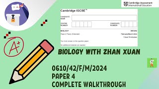 IGCSE Biology 0610  061042FM24  FebMarch 2024 Paper 42 Extended [upl. by Alaek]