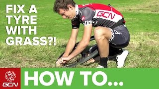 Can You Actually Repair A Flat Tyre By Stuffing It With Grass [upl. by Zinck]