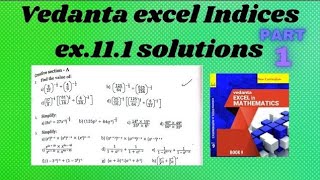 class 9 vedanta excel in mathematics indices solution ex111 vetanta indices exercise11 [upl. by Arvid]