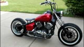 VStar 650 Bobber walk around 2 custom headlight and pipes [upl. by Crispen]