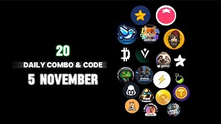 5 November All Airdrops Combo amp Codes airdropmining telegrambot telegrammining telegram [upl. by Htiekel]