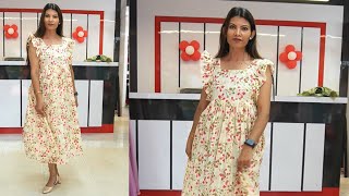 Cotton frock with designer sleeve cutting and stitching Harsha designer [upl. by Oler970]