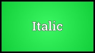 Italic Meaning [upl. by Radnaxela]