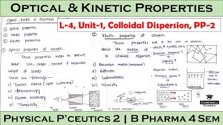 Optical Properties  Kinetic Properties  Colloidal Dispersion  L4 U1  Physical Pharmaceutics 2 [upl. by Nemzzaj]