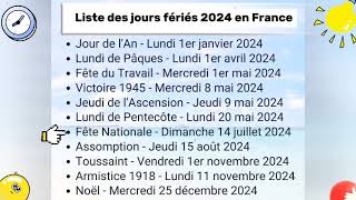 Liste des jours fériés pendant lannée 2024 en France [upl. by Niltiak]