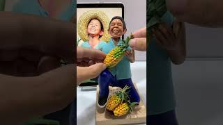 Such a big golden pineapple must be delicious Handmade clay figurines How to make handmade cla [upl. by Loziram]