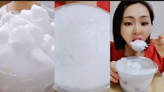 ASMR ICE EATING  BOWL WHITE FROST ❄️ iceeating iceasmr asmr freezerfrost [upl. by Aloap]