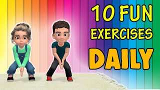 10 Fun Daily Exercise For Kids To Do At Home [upl. by Iinden]