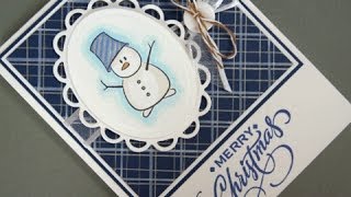 Plaid Background Snowman Card  Stamping Technique Card Making [upl. by Able]