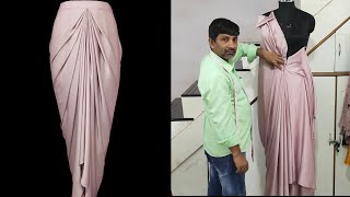 skirt draping and stitching  skirt design  shabbir master  draped skirt  plated skirt [upl. by Crissy]