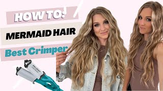 How To Crimp Your Hair Mermaid Waves Beach Waves with Halo Hair Extensions [upl. by Valencia]