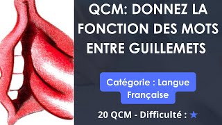 QCM Donnez la fonction des mots entre guillemets 20 QUIZ  Niveau facile [upl. by Eelanna]