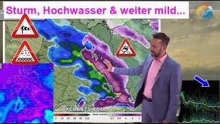 Sturm Hochwasser amp anfangs auch SchneeChaos Sonst weiter mild Wettervorhersage 2329122023 [upl. by Hollander]