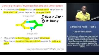 DAT Properties of carboxylic Acids  Part 2A  Dimerization in Carboxylic Acids [upl. by Airdnaed898]