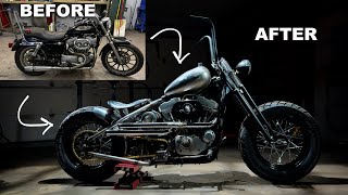 Harley Davidson Sportster to Hardtail Bobber Fabrication Build in 20 Minutes [upl. by Alberik]