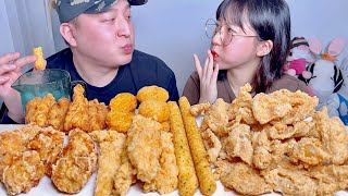 남자친구랑 KFC 사이드메뉴 닭껍질튀김x3 맥앤치즈볼 텐더 캡봉 너겟 치킨 먹방 Mukbang [upl. by Thelma]