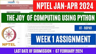 The Joy of Computing using Python Week 1 Assignment Solutions 2024  OPEducore [upl. by Jarlen]