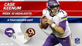 Case Keenums Spectacular Game w 4 TDs  Vikings vs Redskins  Wk 10 Player Highlights [upl. by Annahs]