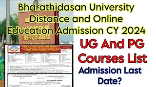 Bharathidasan University Distance And Online Education CY 2024 Admission And Courses👍 [upl. by Nylecyoj]