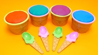 PlayDoh Ice Cream Bowls with Spoons amp Surprise Toys Fun [upl. by Toffic330]