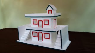 How To Make Thermocol House  DIY Thermocol House  Thermocol Craft For School Project  Mini House [upl. by Eem]