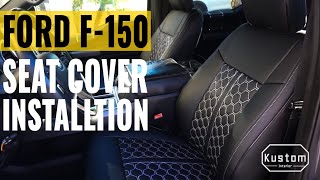 Kustom Interior™ Ford F150 Custom Honeycomb Leather Seat Covers installed by AndrewDoesLife F150 [upl. by Xuaegram980]