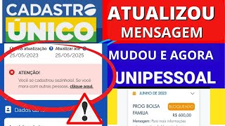 ✅ MENSAGEM VERMELHO NO APLICATIVO CADASTRO ÚNICO VOLTOU UNIPESSOAL MORA SOZINHO [upl. by Sonny]