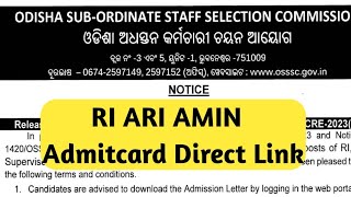 OSSSC RI ARI AMIN Admit Card Out [upl. by Baerl]